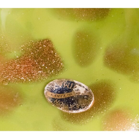 Creation Vimax Decorative Art Glass Bowl Italy, MCM, Green Gold Sparkle Dish - Picture 5 of 15